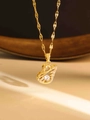 Elegante vergoldete Schwan-Halskette mit einem funkelnden runden Hauptkristall - Eleganter Schwan Stil (XL2189) / Gold