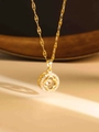 Goldene Kleeblatt-Halskette mit funkelnden Steinen und einer feinen Gliederkette - Runder Kleeblatt Stil (XL2190) / Gold