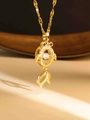 Goldene Fischhalskette mit funkelndem Tanzstein und weißen Zirkonia-Steinen - Süßer Goldfisch Stil (XL2188) / Gold