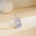 Libra zodiac necklace with purple crystals and white zircons in silver finish - Libra / Silver/Multicolor