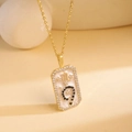 Gold Scorpio zodiac necklace with white shell inlay and sparkling cubic zirconia - Scorpio / Gold/Multicolor