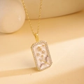 Golden Sagittarius necklace with purple zircon stones and mother of pearl inlay - Sagittarius / Gold/Multicolor