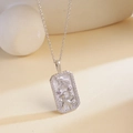 Silver-toned zodiac rectangle pendant necklace featuring sparkling white zircon accents - Capricorn / Silver/Multicolor