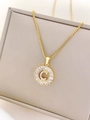 Gold letter C pendant necklace with cubic zirconia on a Venetian chain for women - Letter C / Gold