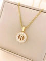 Gold plated R letter necklace with zircon crystals on a delicate venetian chain - Letter R / Gold