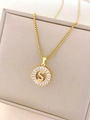 Golden sunburst pendant necklace with cubic zirconia letter S on a square box chain - Letter S / Gold