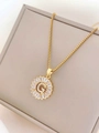 Gold box chain necklace with a radiant G-letter pendant inlaid with cubic zirconia - Letter G / Gold