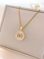 Golden titanium steel box chain necklace with a sunburst zircon pendant for women - Letter O / Gold