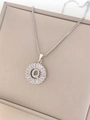 Silver tone box chain necklace featuring a sunflower-style pendant with letter Q - Letter Q / Silver