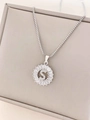 Silver letter S necklace with cubic zirconia pendant and elegant box chain - Letter S / Silver