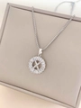 Silver color stainless steel box chain necklace with a zircon-set letter X pendant - Letter X / Silver