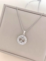 Silver letter Z pendant necklace with sparkling zircons on a gray jewelry box - Letter Z / Silver