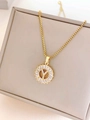 Gold plated box chain necklace with crystal-encrusted letter Y pendant for women - Letter Y / Gold