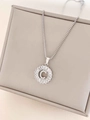 Silver titanium steel necklace with a C-letter pendant and baguette-cut zircons - Letter C / Silver