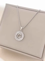 Silver color stainless steel necklace with a crystal G-letter pendant on a gift box - Letter G / Silver