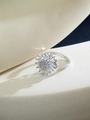 Rotating silver sunflower ring with shimmering zircon crystals on elegant props - Sunflower Zircon Rotatable Ring Silver (JZ79)