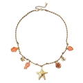 Marine themed necklace featuring colorful woven cords and diverse sea creature charms - Rainbow