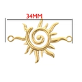 34mm gouden roestvrijstalen zon boze oog hanger voor DIY sieraden maken - Spiraalzon (BXG138)