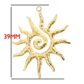 39mm gouden roestvrijstalen zonnehanger met gehamerde metaaltextuur voor DIY sieraden maken - Stralende Zon (BXG137)