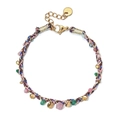 Bohemian woven bracelet with natural stones and stainless steel lobster clasp - Multicolor Silk Cord Mixed Woven Style (SL366)