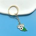 Porte-clés football avec motif flamme verte et anneau doré pour fans de sport - Pendentif Mot SOCCER Ballon Flamme (4#)