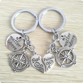 Set de porte-clés boussole et demi-cœur pour meilleurs amis avec gravure no matter where - Style Meilleurs Amis B Basique
