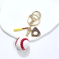 Porte-clés baseball avec clip doré, batte, gant et breloque de balle 3D réaliste - Boucle Dorée Avec Batte Gant Et Baseball / Style Baseball 1 en Colle Souple 3D
