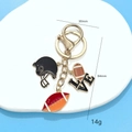 Porte-clés rugby en métal avec pendentifs casque noir et ballon de football sport - Boucle Dorée Avec Casque Football Et LOVE / Style Football 3 en Alliage