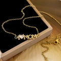 Golden I Love MOM necklace with heart crystal in a gift box for Mother's Day - I Love Mom (XL996) / Gold