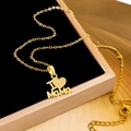 Golden I Love Mama necklace featuring a heart-shaped pendant with sparkling crystals - I Love Mom (XL1168) / Gold