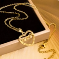 Golden heart necklace with multicolor crystals and MAMA engraving for women - Love Mom (XL1371) / Gold