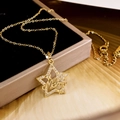 Golden star necklace with pavé zircon and Mama script detail on black velvet - Star (XL1510) / Gold