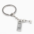Silver barbell dumbbell keychain with engraved ME VS ME motivation tag for fitness lovers - Me VS Me Style