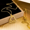Goldene herzförmige Mom-Halskette mit funkelnden Zirkonia-Akzenten an einer feinen Kette - Liebe MOM (XL1514) / Gold