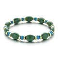 Bracciale elastico con perline verde scuro e dettagli azzurro cielo in finitura dorata - Stile Bracciale con Perline Verde Scuro e Blu (XIAJIASL1575)
