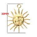 30mm gouden zonnehanger van roestvrij staal voor DIY sieraden maken - Zon Gezicht (BXG139)