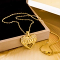 Goldene Herz-Halskette zum Muttertag mit MAMA-Gravur und funkelndem Zirkonia-Besatz - Hohlherz MAMA (XL1521) / Gold