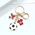 Portachiavi calcio con anello dorato, maglia rossa e pallone bianco nero decorativo - Lega Calcio 1# (Stile Maglia)