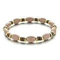 Bracciale elastico con perline rosa cipria a forma di oliva e inserti dorati - Stile Bracciale con Perline Toni della Terra Rosa Nude e Marrone (XIAJIASL1578)