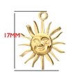 Gouden zonnehanger van 17 mm met gedetailleerd gezicht en onregelmatige stralen - Klein Zon Gezicht (BXG140)