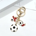 Portachiavi da calcio dorato con ciondoli a pallone, scarpa rossa e scritta I Love Soccer - Lega Calcio 2# (Stile Scarpa)