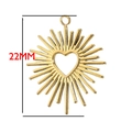 Gouden roestvrijstalen zonnestraal hart hanger voor DIY sieraden 22mm maat - Stralend Hart (BXG141)