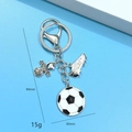Porte-clés football argenté avec ballon de foot, plaque cœur et pendentif chaussure - Alliage Football 5# (Style Chaussure Argentée)
