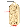Gouden rechthoekige roestvrijstalen hanger met mystieke zon en oog reliëf-gravure - Astrologisch Oog Rechthoek (BXG144)