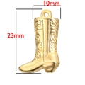 Gouden cowboylaars hanger 23x10mm van roestvrij staal met gedetailleerd snijwerk - Cowboylaarzen (BXG145)