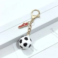 Creative 3D PVC soccer ball and red football cleat keychain with golden lobster clasp - 3D Soccer With Heart Buckle