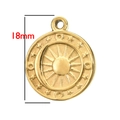 18mm gouden hemelse hanger met zon en maan van roestvrij staal afwerking - Hemelse Schijf (BXG146)