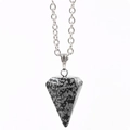 Sechseckiger Schneeflocken-Obsidian-Anhänger mit silberner Kette im minimalistischen Stil - Schneeflocken-Obsidian