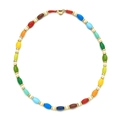 Bracciale elastico fatto a mano con perle color arcobaleno e accenti dorati - Stile Collana con Perline Multicolore Arcobaleno (XIAJIASL1587)