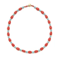 Bracciale elastico con perline ovali rosse e accenti blu in raffinato stile macaron - Stile Collana con Perline Rosso e Blu (XIAJIASL1588)